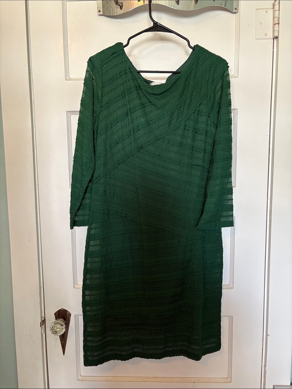 Max Studio Specialty Products Elegant Forest Green Lace Midi Dress Size XL